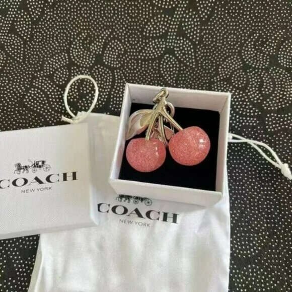 Coach Cherry Brass Cherry Bag Charm Keychain - Picture 2 of 4